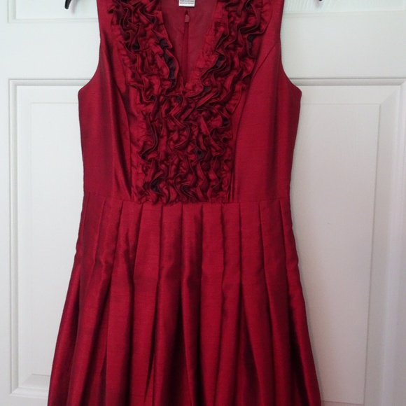 Wine Size 6 Party/Cocktail Dress-Ruffle-Belt - Picture 1 of 8